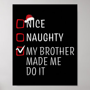 Funny Naughty Nice Weihnachtsfamilie Pajama Men Wo Poster