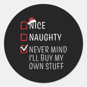 Funny Naughty Nice Weihnachtsfamilie Pajama Men Wo Runder Aufkleber