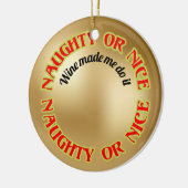 Funny Naughty Nice Wine Zitat Gold Rote Ornamente (Links)