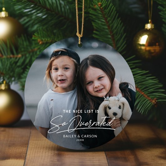Funny Naughty The Nice List Foto Weihnachten Keramik Ornament