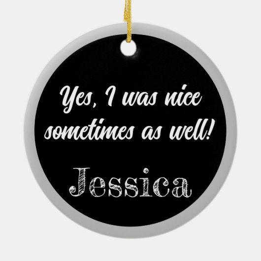 Funny Naughty und ich weiß es Weihnachten Pinup Keramik Ornament (Hinten)