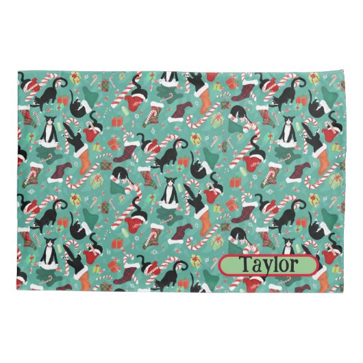 Funny Naughty Weihnachten Katzen Personalisiert Ki Kissenbezug (Rückseite)