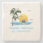 Funny Nautical Cruise Through Retirement Steinuntersetzer (Vorderseite)