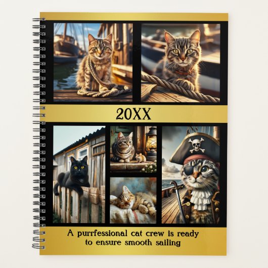 Funny Nautical Foto Grid Cat Planer (Vorderseite)