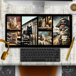 Funny Nautical Foto Grid Cat Schreibtischunterlage