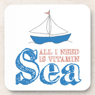 Funny Nautical Quote Sailboat Drawing Vitamin Sea Untersetzer