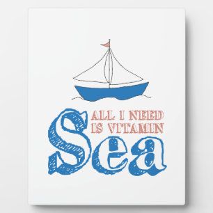 Funny Nautical Zitat Sailboat Zeichne Vitamin Sea Fotoplatte
