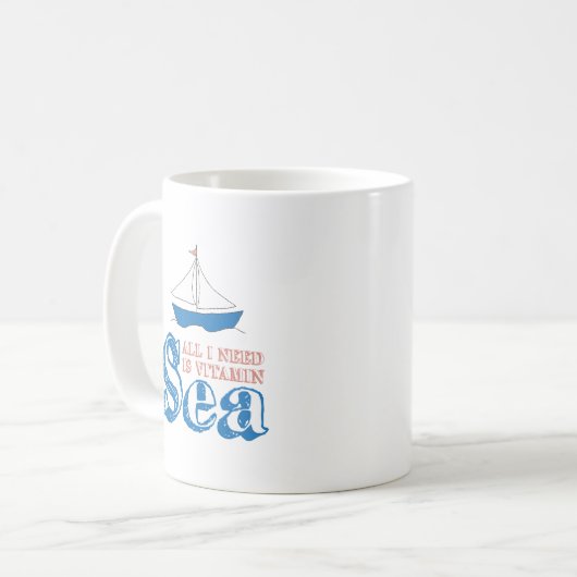 Funny Nautical Zitat Sailboat Zeichne Vitamin Sea Kaffeetasse (Vorderseite Links)