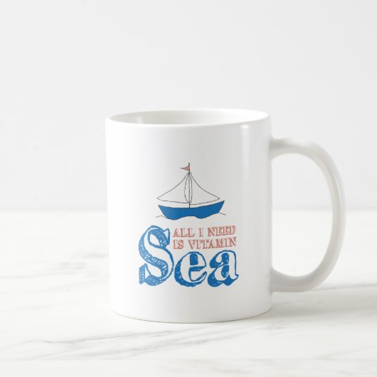 Funny Nautical Zitat Sailboat Zeichne Vitamin Sea Kaffeetasse (Rechts)