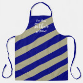 Funny Navy Blau und Sage Green Strichen Schürze (Vorderseite)