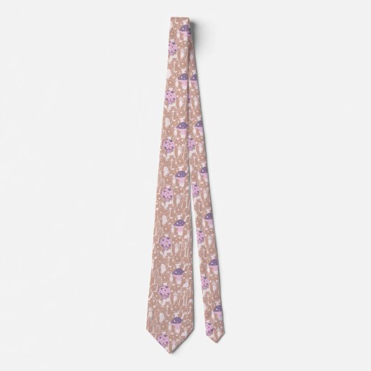 Funny Neck Tie mit Mushroom Pattern Krawatte (Vorderseite)