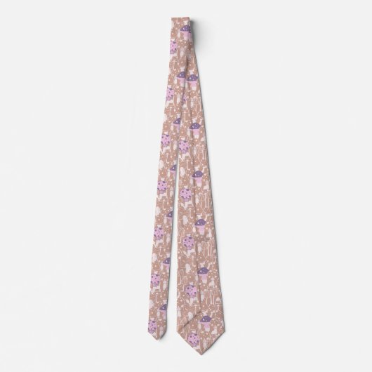 Funny Neck Tie mit Mushroom Pattern Krawatte (Rückseite)