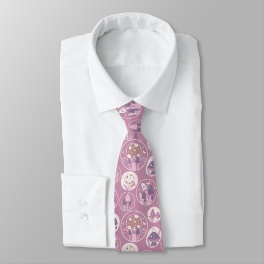 Funny Neck Tie mit Mushroom Pattern Krawatte (Gebunden)