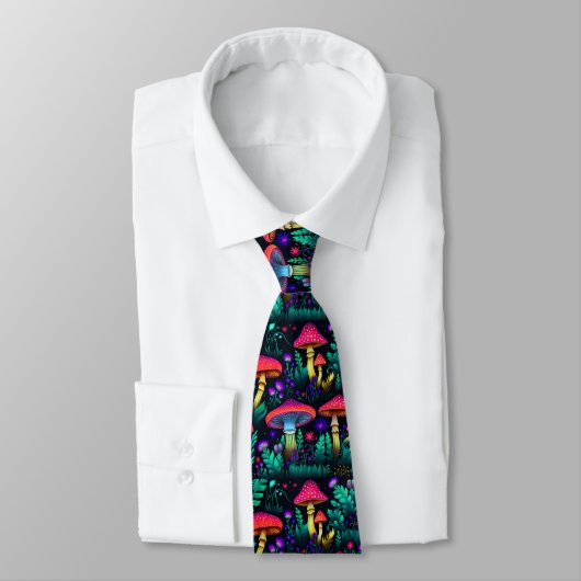 Funny Neck Tie mit Mushroom Pattern Krawatte (Gebunden)