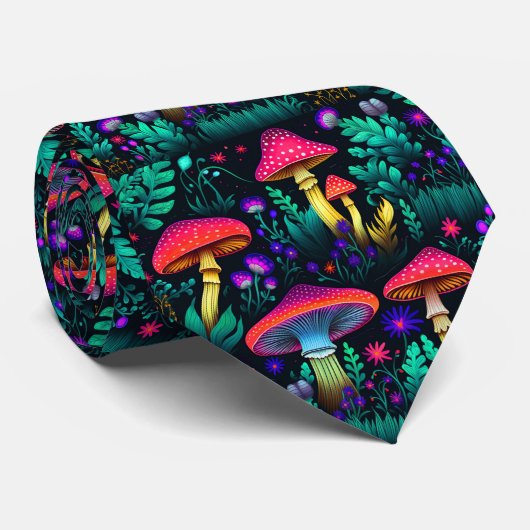 Funny Neck Tie mit Mushroom Pattern Krawatte (Gerollt)