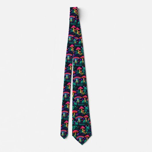 Funny Neck Tie mit Mushroom Pattern Krawatte (Rückseite)