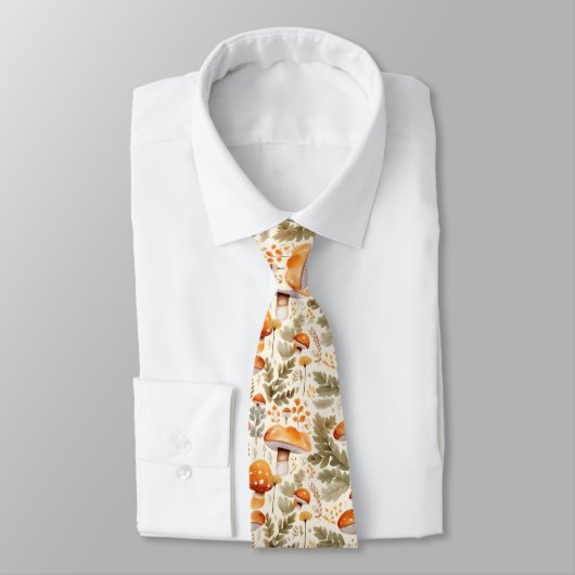 Funny Neck Tie mit Mushroom Pattern Krawatte (Gebunden)