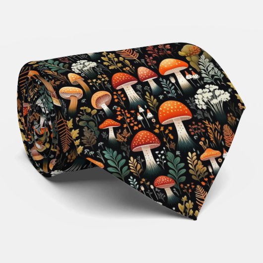 Funny Neck Tie mit Mushroom Pattern Krawatte (Gerollt)