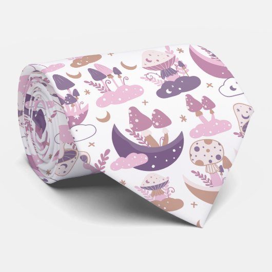 Funny Neck Tie mit Mushroom Pattern Krawatte (Gerollt)
