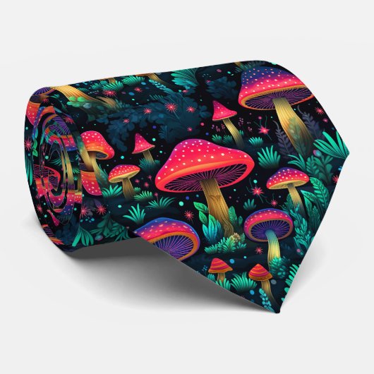 Funny Neck Tie mit Mushroom Pattern Krawatte (Gerollt)