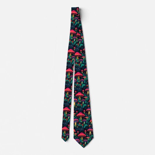 Funny Neck Tie mit Mushroom Pattern Krawatte (Rückseite)