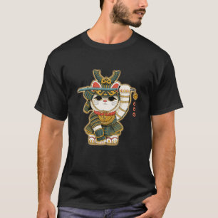 Funny Neko Lucky Cat Samurai Japan für Männer Frau T-Shirt
