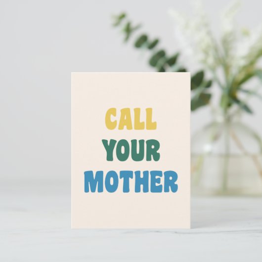 Funny nennen Sie Ihre Mutter Mama buntes Zitat Postkarte (Stehend Vorderseite)