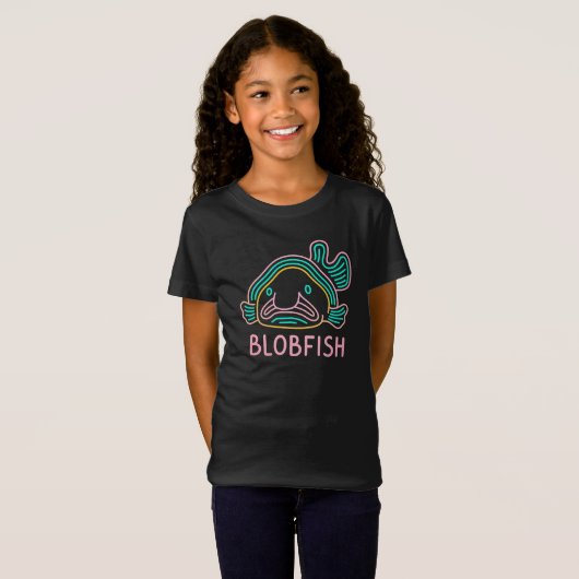 Funny Neon Blobfish – Quirky Deep Sea Cartoon T-Shirt (Vorne ganz)