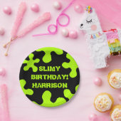 Funny Neon Green Slime individuelle Name Geburtsta Pappteller (Party)