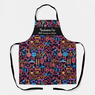 Funny Neon GRILLEN Food Pattern Custom Koch Cafe N Schürze