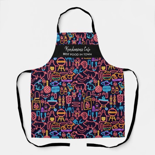 Funny Neon GRILLEN Food Pattern Custom Koch Cafe N Schürze (Vorderseite)
