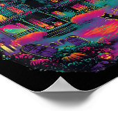 Funny Neon S Ghost Black Cat Hexe Halloween Poster (Ecke)