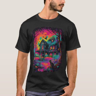 Funny Neon S Ghost Black Cat Hexe Halloween T-Shirt