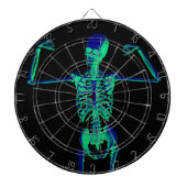 Funny Neon Turquoise Black Skeleton Halloween Dartscheibe (vorne)