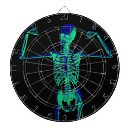 Funny Neon Turquoise Black Skeleton Halloween Dartscheibe