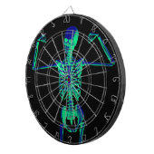 Funny Neon Turquoise Black Skeleton Halloween Dartscheibe (Vorderseite rechts)