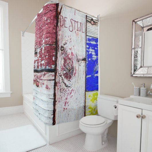 Funny Neoplasticism Holzkunst Stil anpassbar Duschvorhang (Beispiel)