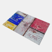 Funny Neoplasticism Holzkunst Stil anpassbar Fußmatte (Schrägansicht)