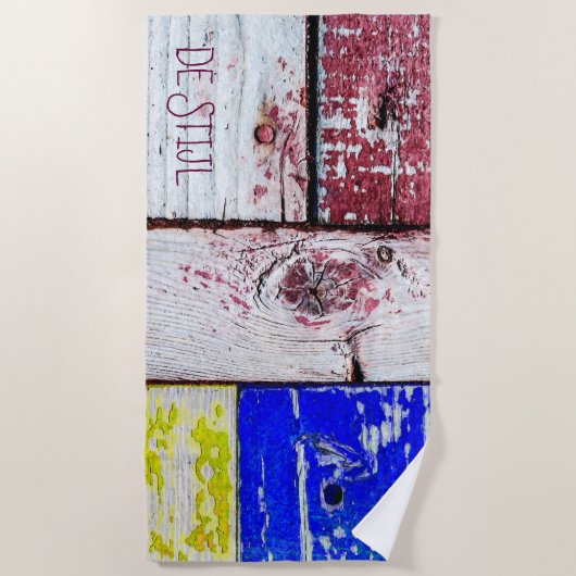 Funny Neoplasticism Holzkunst Stil anpassbar Strandtuch (Vorderseite)