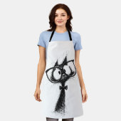 Funny Nerd Cat with Glasses & Bowtie Women's White Schürze (Getragen)