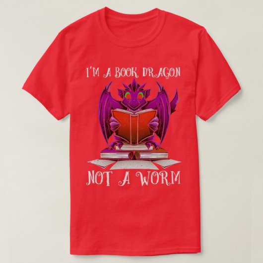 Funny Nerd Dragon Reading T-Shirt (Design vorne)