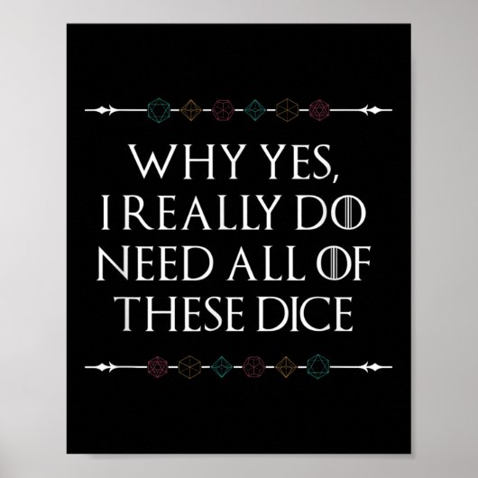 Funny Nerdy Gaming D20 Rpg Dice Sprichwort Quote G Poster (Vorne)