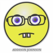 Funny Nerdy Geek Emoji Yellow Face Name 14" Aufkleber (Vorderseite)