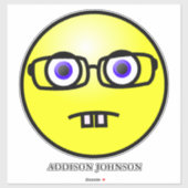 Funny Nerdy Geek Emoji Yellow Face Name 14" Aufkleber (Blatt)