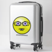 Funny Nerdy Geek Emoji Yellow Face Name 14" Aufkleber (Koffer)