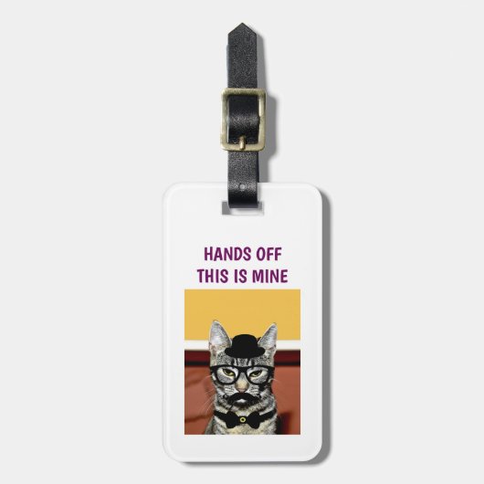 Funny Nerdy Hipster Cat mit Brillenhandschuhen aus Gepäckanhänger (Vorderseite vertikal)