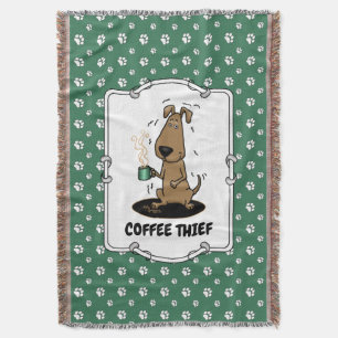 Funny Nervous Jittery Hound Hund auf Kaffee Decke