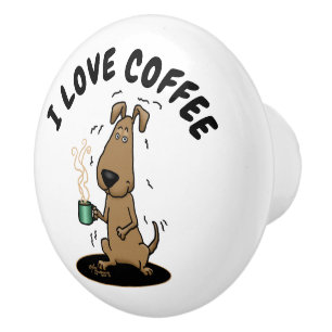 Funny Nervous Jittery Hound Hund auf Kaffee Keramikknauf