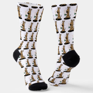 Funny Nervous Jittery Hound Hund auf Kaffee Socken
