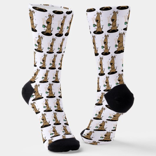 Funny Nervous Jittery Hound Hund auf Kaffee Socken (Gewinkelt)